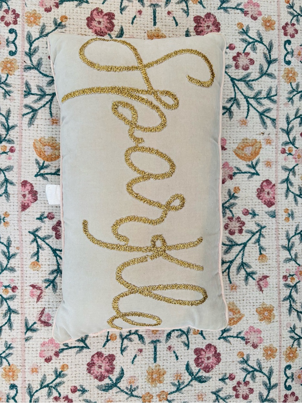 Sparkle Gold “Sparkle” Velvet Lumbar Throw Pillow‎ 12” x 20” Blush Pink - Picture 2 of 7